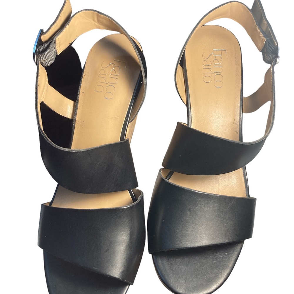 Really nice, comfortable wedges black leather uppers worn once sitting. Perfect!